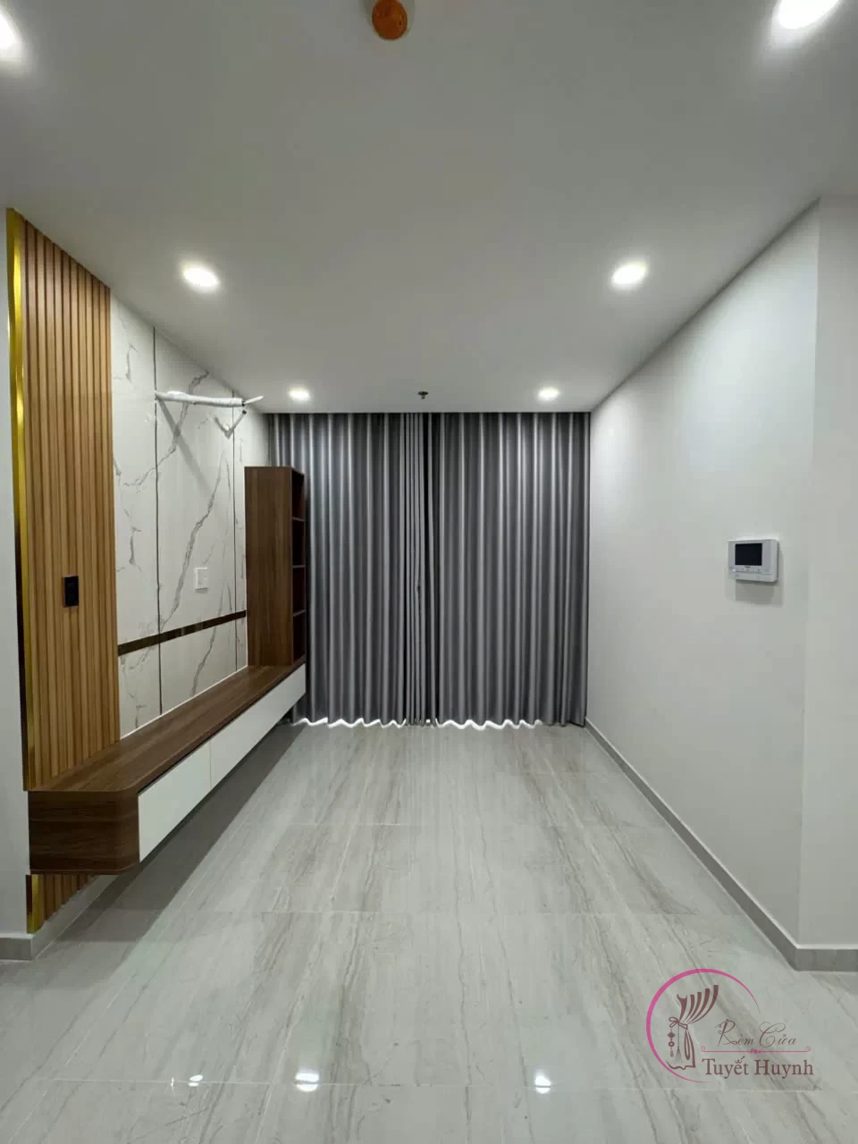 Rèm vải giá rẻ màu ghi trung tính - Hình ảnh 4