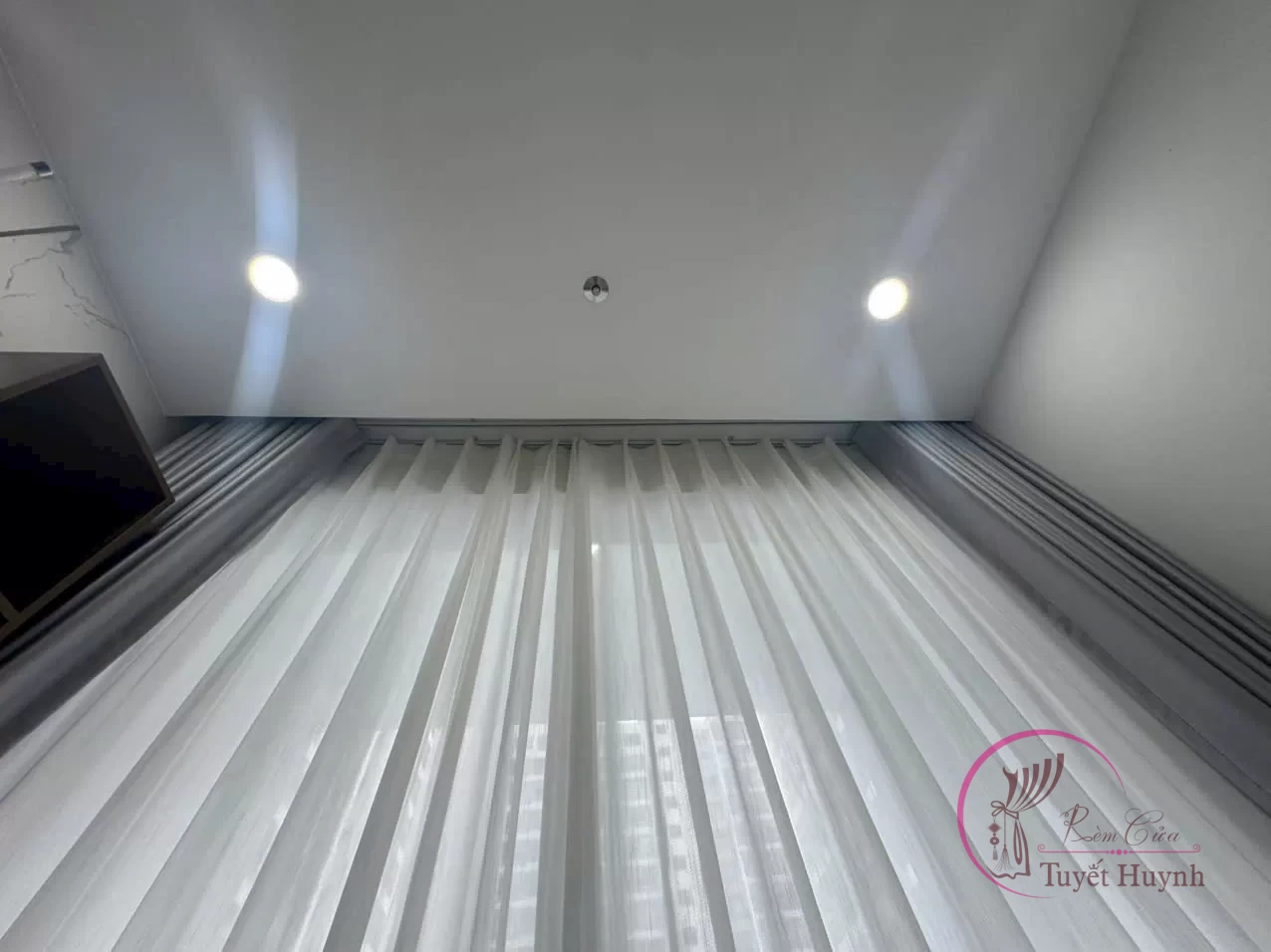 Rèm vải giá rẻ màu ghi trung tính - Hình ảnh 6