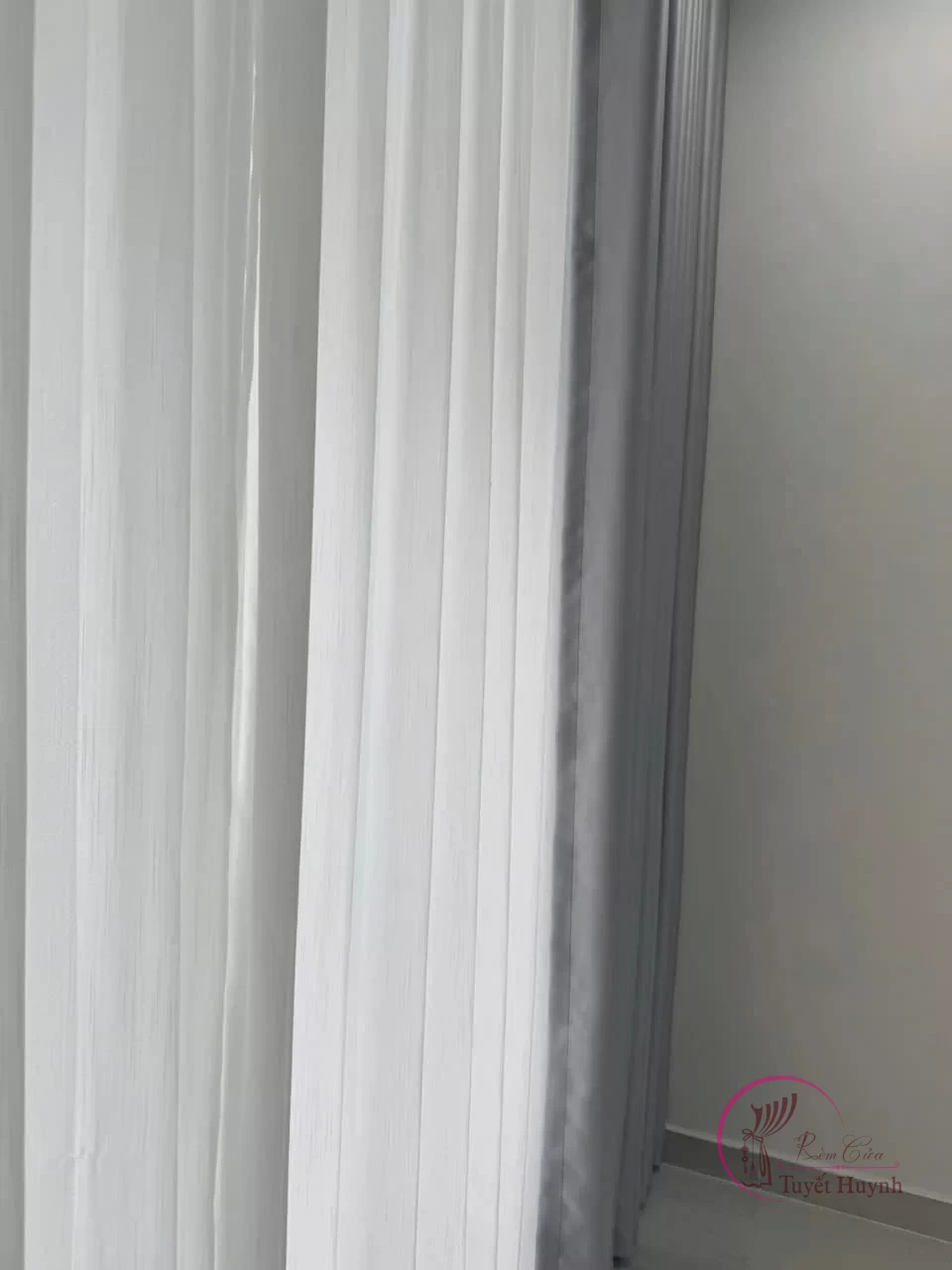 Rèm vải giá rẻ màu ghi trung tính - Hình ảnh 7