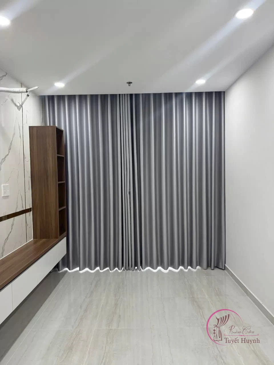 Rèm vải giá rẻ màu ghi trung tính - Hình ảnh 8