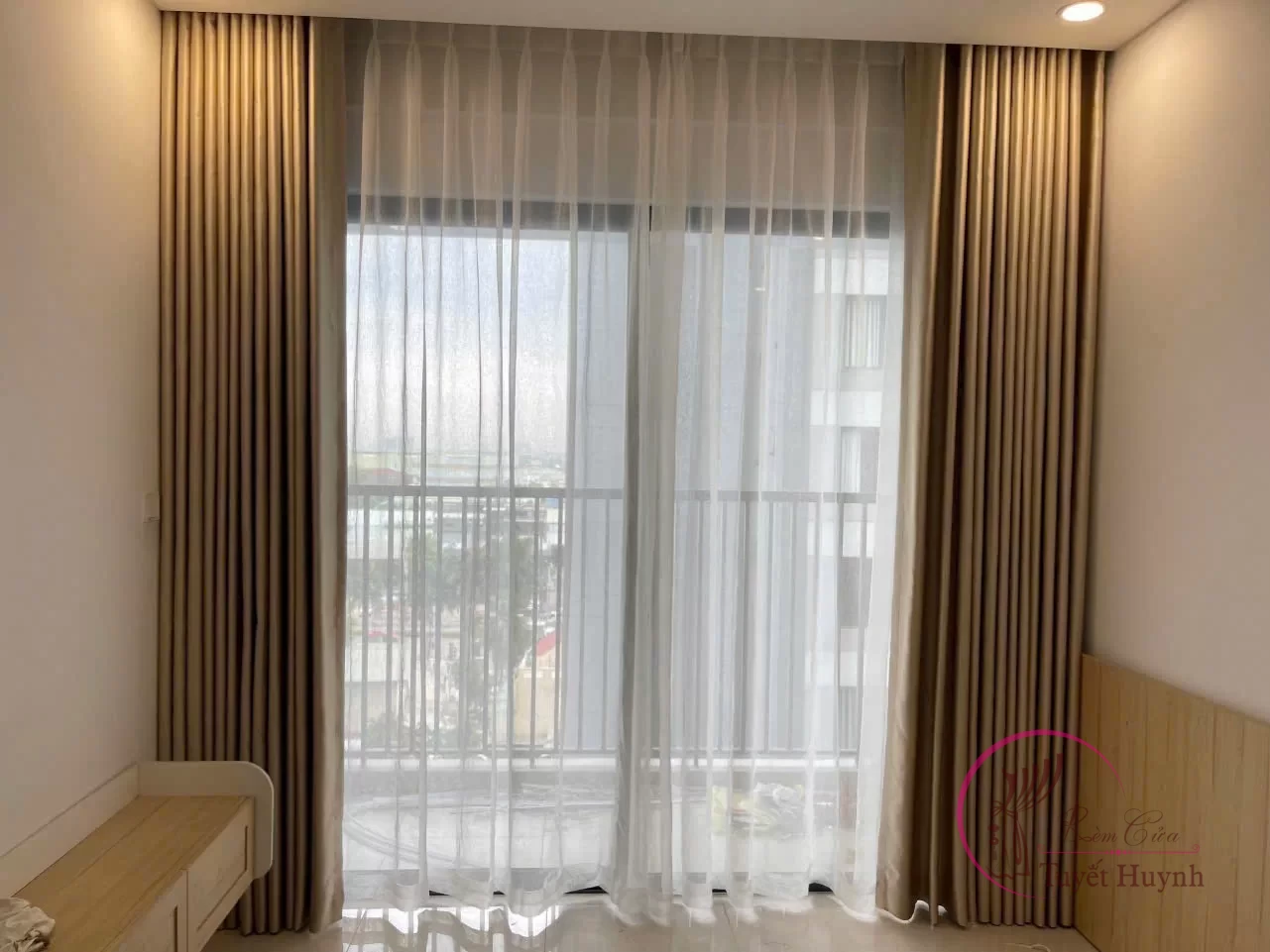 Rèm vải giá rẻ màu nâu cafe - Hình ảnh 5