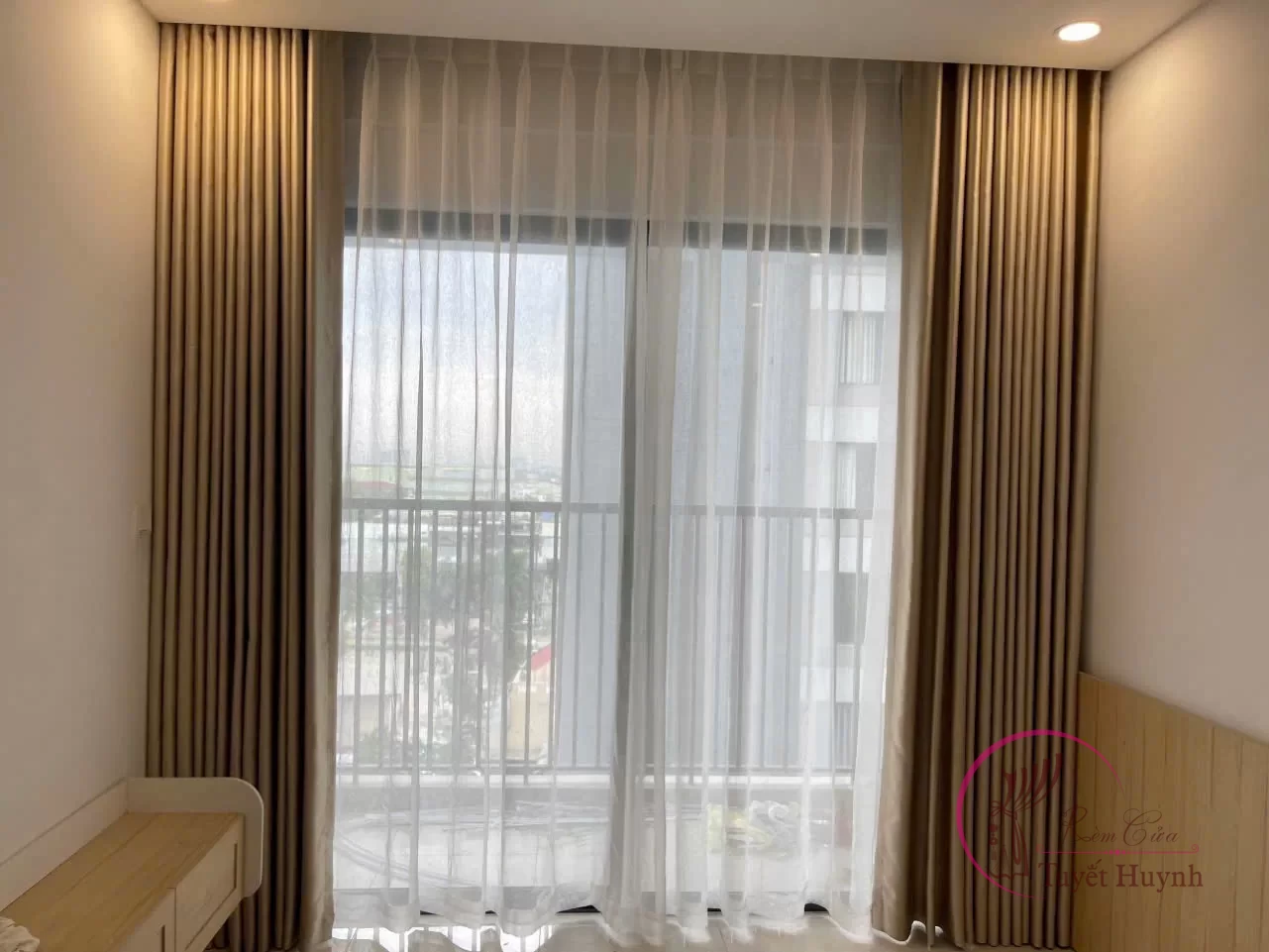Rèm vải giá rẻ màu nâu cafe - Hình ảnh 6
