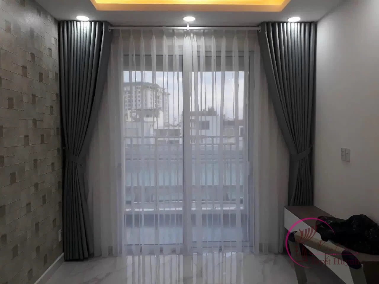 Rèm vải giá rẻ màu ghi sáng - Hình ảnh 9